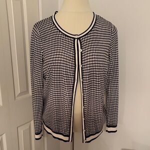 Talbots Black and White Houndstooth Cardigan